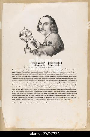 Portrait de Nicolaus Copernic de la série 'Portraits des rois et des peuples polonais', créé en 1829 par Ludwik Horwart et Józef Koście ski, d'après Marco Basaiti, documentant l'astronome. Banque D'Images