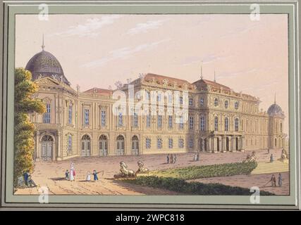 Gravure de Tranquillo Mollo de 1818 à 1823 montrant le palais du Belvédère à Vienne, représentant l'architecture baroque et les jardins environnants. Banque D'Images