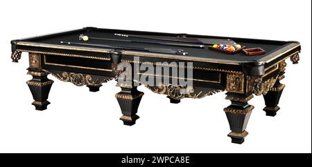 Table de billard noir antique vintage noir table de billard avec chemin de clipping. Banque D'Images