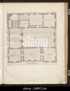 Cette gravure de 1622 de Ryckemans d'après Rubens représente la disposition du troisième étage d'un palais génois, mettant en évidence les chambres, les escaliers et le design intérieur. Banque D'Images