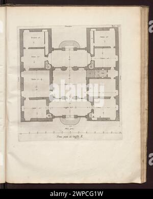 Ce dessin réalisé en 1622 par Ryckemans et Rubens représente le plan du premier étage d'un palais génois du « Palazzi di Genova », mettant en évidence l'agencement des pièces et l'organisation structurelle. Banque D'Images
