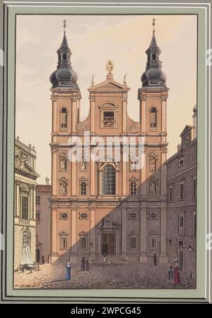 Une gravure de Tranquillo Mollo de 1818 à 1823 représentant le bâtiment de l'université jésuite à Vienne, montrant les détails architecturaux et l'environnement environnant. Banque D'Images