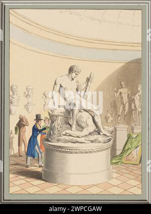 Une gravure de 1818–1823 de Tranquillo Mollo représentant la sculpture d’Antonio Canova de Thésée et du Minotaure, montrant les figures et la composition de l’œuvre. Banque D'Images