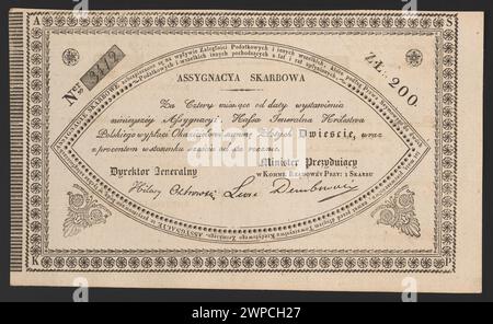 Dossier financier de 1831 détaillant une affectation de trésorerie pour la gestion et la distribution des fonds de l'État. Banque D'Images