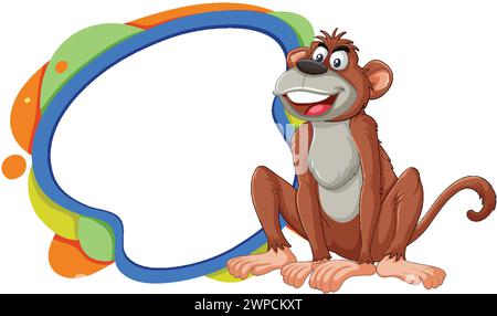 Illustration vectorielle d'un singe heureux avec une bulle de parole. Illustration de Vecteur