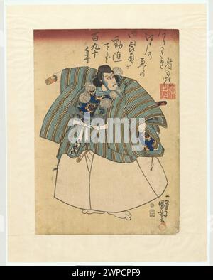 Acteurs japonais de kabuki jouant à Kanjinchô, avec Ichikawa Ebizô dans le rôle de Musashibô Benkei. Banque D'Images