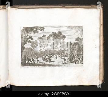 Vue de Lusthauß Alla Mira, Casa Goimanni, située entre Padoue et Venise, montrant l'architecture, le style graphique allemand, et des musiciens avec des instruments, créé par Melchior Küsel et Johann Wilhelm Baur, 1682. Banque D'Images