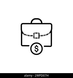 Porte-documents d'argent, icône Finance et affaires. Dollar Money Currency Flat icône isolé sur fond blanc Illustration de Vecteur