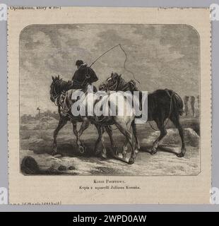 Reproduction aquarelle : Juliusz Kossak (1824-1899), chevaux postaux ; Z : 'Wieniec' 1872, No 66 (16 août), p. 606 ; inconnu, couronne (Varsovie ; 1862-1875; magazine) ; 1872 (1889-00-00-1889-00-00); Banque D'Images