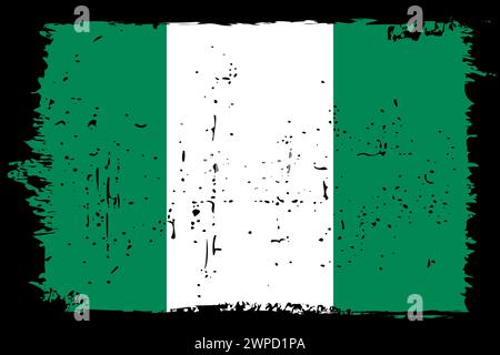 Drapeau Nigeria - drapeau vecteur avec effet scratch élégant et cadre grunge noir. Illustration de Vecteur