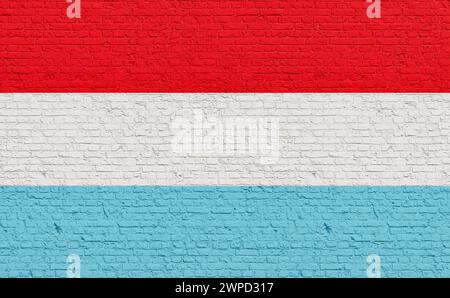 DATE RECORD NON INDIQUÉE couleurs du drapeau luxembourgeois peintes sur un mur de briques. Couleurs du drapeau luxembourgeois peintes sur un mur de briques. Couleurs nationales, pays, bannière, gouvernement, culture luxembourgeoise, politique. country flag brick wall luxembourg Banque D'Images