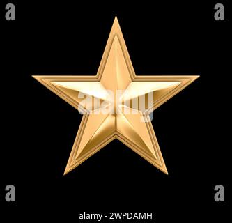étoile dorée sur le fond noir étoile tableau illustration 3d. Banque D'Images