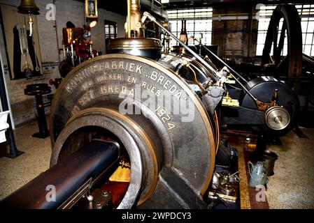 Medemblik, pays-Bas. 28 février 2024. Éléments et détails d'une vieille machine à vapeur. Photo de haute qualité Banque D'Images