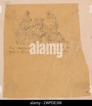 Un blason du XIVe siècle d'un reliquaire, faisant partie de la collection d'Izabela de la famille Czartoryski, documenté par Władysław Czachórski après 1870. Banque D'Images