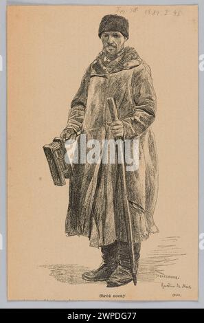 Reproduction de dessin : Józef Chełmoński (1849-1914), veilleur de nuit ; Z : 'Tygodnik Ilustrowany', 1889 (I) 45 ; Tygodnik Ilustrowany (Varsovie; magazine ; 1859-1939) ; 1889 (1889-00-00-1889-00-00); Banque D'Images