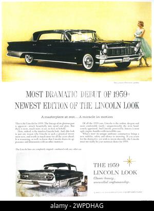 1959 Lincoln premier Landau original Lines Print ad Banque D'Images