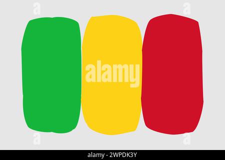 Drapeau Mali - illustration vectorielle de conception peinte. Style de pinceau vectoriel Illustration de Vecteur