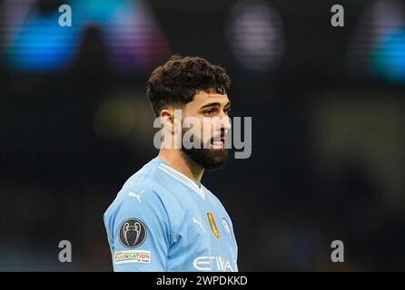 Stade Etihad, Manchester, Royaume-Uni. 06 mars 2024. Josko Gvardiol (Manchester City) regarde lors d'un match de Ligue des Champions - Round of 16, Manchester City vs FC Copenhague, au stade Etihad, Manchester, Angleterre. Kim Price/CSM/Alamy Live News Banque D'Images