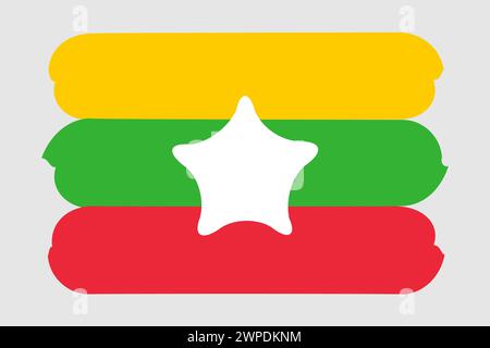 Drapeau du Myanmar - illustration vectorielle de conception peinte. Style de pinceau vectoriel Illustration de Vecteur