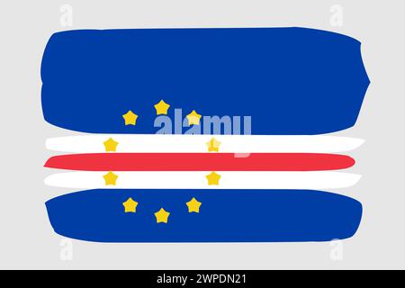 Drapeau du Cap-Vert - illustration vectorielle de conception peinte. Style de pinceau vectoriel Illustration de Vecteur