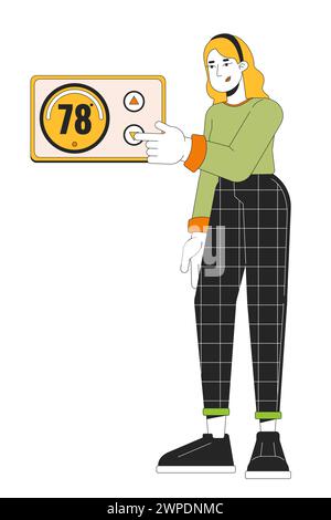 Affichage du dessin animé de la ligne du thermostat vers le bas Illustration de Vecteur