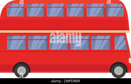 Vecteur de dessin animé d'icône de bus rouge excursion. Arrêt de la gare de Londres. Visite touristique avant Illustration de Vecteur
