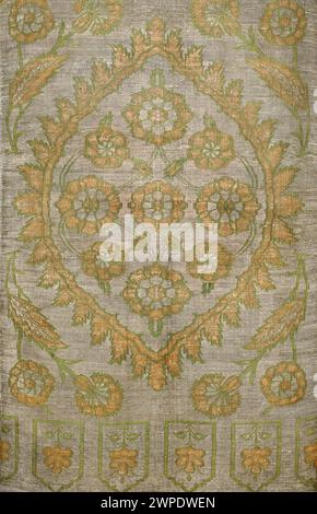 Fragment de tissu britannique du XVIe siècle comprenant des exemples de textiles turcs, montrant des motifs de tissage et de textile de l'époque. Banque D'Images