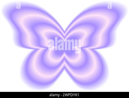 Forme de caméléon papillon dans le style flou isolé sur fond blanc. Autocollant tendance y2k avec effet aura dégradé. Illustration vectorielle. Illustration de Vecteur