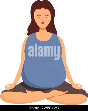 Détendez le vecteur de dessin animé d'icône féminine de yoga. Les soins de groupe de grossesse. Temps de méditation Illustration de Vecteur