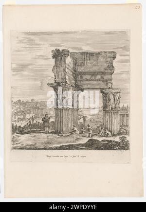Vue des ruines de Concordii et du Forum Romanum à Rome, dessinée par Stefano Della Bella en 1656, montrant des temples, des paysages et l'antiquité classique. Banque D'Images