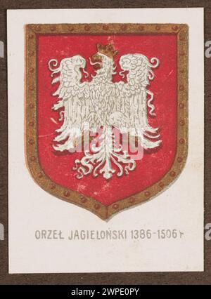 Impression occasionnelle représentant l'emblème polonais et le texte ci-dessous : Jagieloński Eagle 1386-1506, vers 1915 1920 (1914-00-00-1939-00-00); Banque D'Images