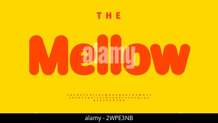 Alphabet arrondi moelleux. Alphabet épais et doux pour un logo éducatif vibrant, titre, texte. Sans serif lettres majuscules et minuscules avec chiffres Illustration de Vecteur