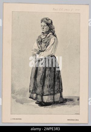 Reproduction dessin : Józef Chełmoński (1849-1914), paysan ; extrait de : 'Biesiada Literacka', 1901 (II) 191 ; Biesiada littéraire (Varsovie; magazine ; 1876-1917) ; 1901 (1901-00-00-1901-00-00); Banque D'Images