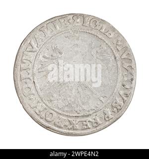 Pièce émise en 1535 sous le roi Zygmunt I Stary de Pologne, connue sous le nom de penny lituanien, représentant la monnaie du XVIe siècle. Banque D'Images
