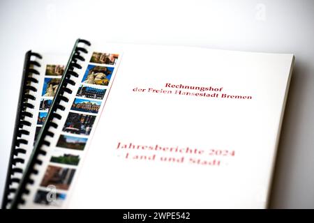 Brême, Allemagne. 07 mars 2024. Le rapport annuel de la Cour des comptes de l'État est disponible à la Conférence de presse de l'État. Crédit : Sina Schuldt/dpa/Alamy Live News Banque D'Images