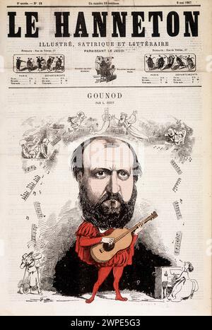 Le cockchafer de mai 1867. Caricature de Charles Gounod (1818 - 1893), compositeur français. Par Alfred le petit. Banque D'Images