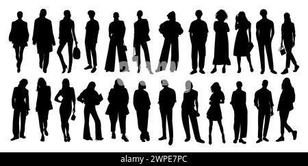 Silhouettes de gens d'affaires divers, hommes, femmes Illustration de Vecteur