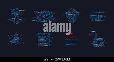 Icônes de fraude. Icône de hacker dans un style futuriste à pois brillants. Illustration de Vecteur