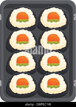 vecteur de dessin animé d'icône de boîte à sushi 8. Livraison en ligne. Cuisine asiatique fraîche Illustration de Vecteur