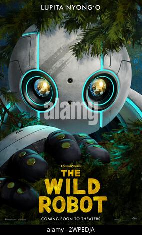 Le robot sauvage (2024) réalisé par Chris Sanders avec Pedro Pascal, Stephanie Hsu et Lupita Nyong'o. Après un naufrage, un robot intelligent appelé Roz est bloqué sur une île inhabitée. Pour survivre à l'environnement rude, Roz se lie avec les animaux de l'île et prend soin d'un bébé oie orphelin. Affiche US One Sheet ***USAGE ÉDITORIAL SEULEMENT***. Crédit : BFA / Universal Pictures Banque D'Images
