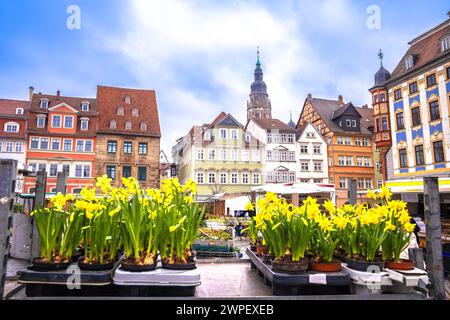 Ville historique de Coburg place principale Marktplatz vue, région haute-Franconie de Bavière, Allemagne. Banque D'Images