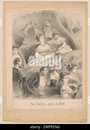 Au théâtre aux Italiens par paires ; Tronsens, Charles (1830-Post 1870) ; après 1862 (1860-00-00-1870-00-00) ; Bloch, Jan Gottlib (1836-1902), Bloch, Jan Gottlib (1836-1902)-collections, le Théâtre Italien (Paris-de la fin du XVIIe siècle), Patti, Adelina (1843-1919), Société des Beaux-Arts d'encouragement (Varsovie - 1860-1940) - collection, opéras, dessins français, scènes de genre, théâtres Banque D'Images