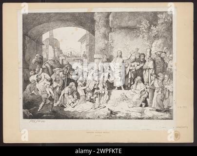 Graphique allemand de 1763 par Dietrich et Zingg représentant Jésus Christ guérissant les malades, illustrant des scènes du Nouveau Testament, recueillies au Schlesisches Museum der Bildenden Künste à Wrocław. Banque D'Images