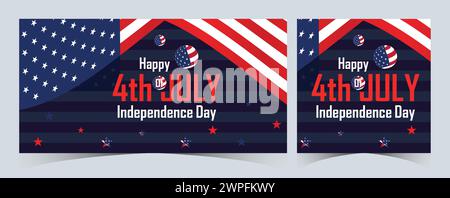 Ensemble de Happy 4th de juillet. Quatrième juillet Independence Day USA. Bannière Web de vente pour le jour de l'indépendance. Modèle de promotion des médias sociaux pour Independence Day USA Illustration de Vecteur