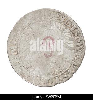Un sou lituanien émis en 1535 sous le règne de Zygmunt i Stary, représentant la monnaie polonaise du XVIe siècle. Banque D'Images