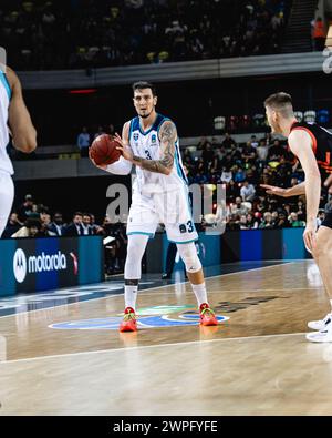 Les Lions de Londres battent Turk Telecom Ankara 100-77 pour se qualifier pour les quarts de finale de l'Eurocup BKT. 6 mars 2024 à Copperbox Arena, Londres, Royaume-Uni. Copyright caroljmoir/Alamy Banque D'Images