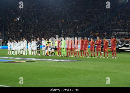 Rome, Italie. 07 mars 2024. Alignez-vous lors de l'UEFA Europa League 2023-2024 Road de 16 matchs de football entre AS Roma et Brighton au stade olympique de Rome le 7 mars 2024. Crédit : Agence photo indépendante/Alamy Live News Banque D'Images