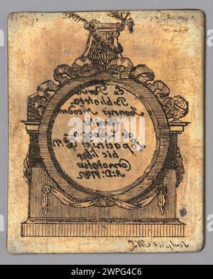 Un ex-libris créé en 1782 pour Jan Nikodem Łopaciński, montrant le design et la personnalisation de la bibliothèque européenne de la fin du XVIIIe siècle. Banque D'Images