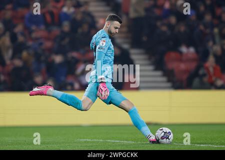 Angus Gunn de Norwich City lors du match du Sky Bet Championship entre Middlesbrough et Norwich City au Riverside Stadium, Middlesbrough le mercredi 6 mars 2024. (Photo : Mark Fletcher | mi News) crédit : MI News & Sport /Alamy Live News Banque D'Images