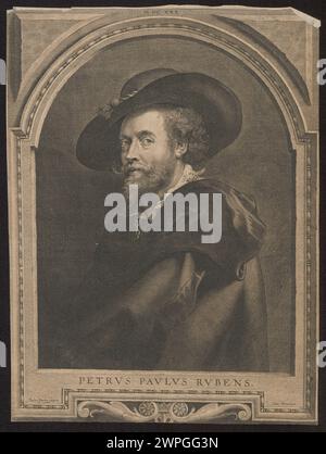 Représente un portrait de Pierre Paul Rubens portant un chapeau, réalisé vers 1650 par Paulus Pontius. La gravure reflète le portrait flamand du XVIIe siècle et les techniques de gravure. Banque D'Images